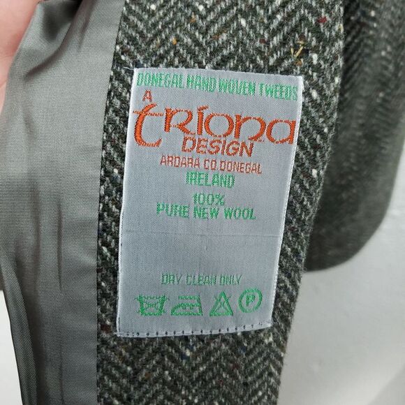 TRIONA Women's Size 100% Pure New Wool Chevron Suit Blazer Skirt Set - Picture 9 of 16